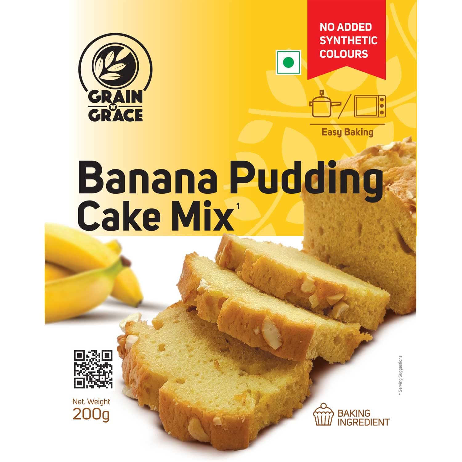 Grain N Grace  Banana Pudding Cake Mix - Instant Dessert, 200 g Box-2.webp
